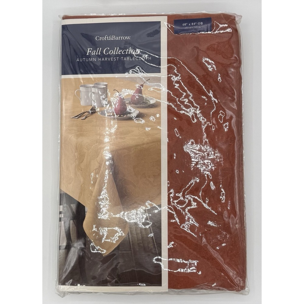 Croft & Barrow Autumn Harvest Leaves in Rust Oblong 60 x 84" Tablecloth New NIP